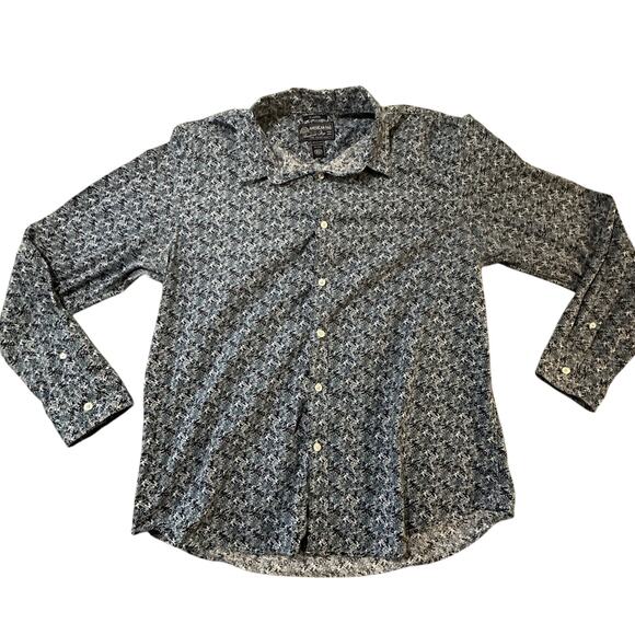American Rag Men’s XL Button Up Shirt Blue Floral Print Long Sleeve Casual - Picture 1 of 7